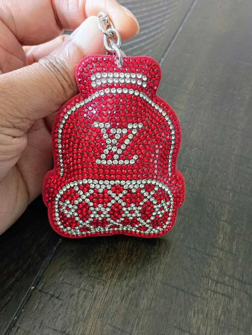 New Red Crystal Backpack Charm Keychain with Tassel